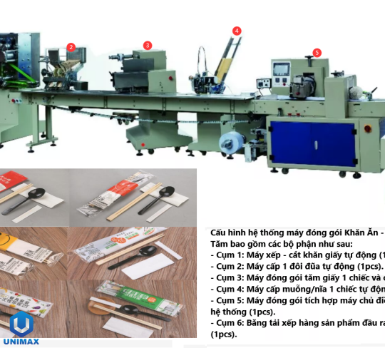 MÁY ĐÓNG GÓI KHĂN ĐŨA MUỖNG TĂM UNIMAX